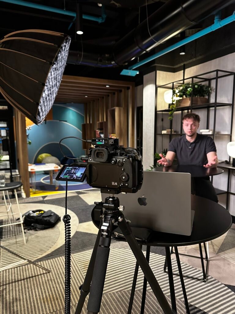 Tournage d'une interview d'entreprise